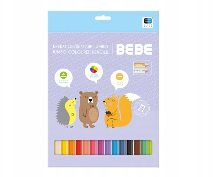 Interdruk Trikampiai pieštukai 12 spalvų Jumbo B&amp;B Kids Pastel