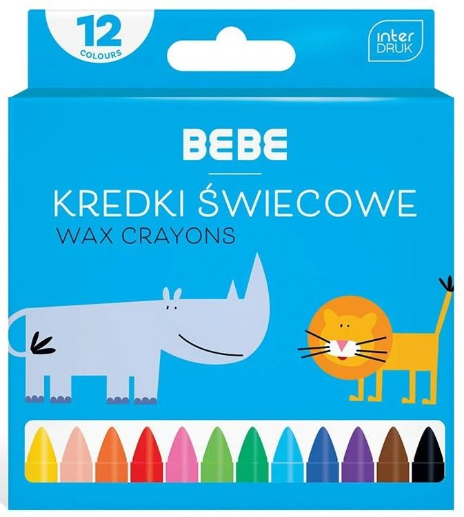 bebe Interdruk Vaškiniai pieštukai, patvarūs, 12 spalvų