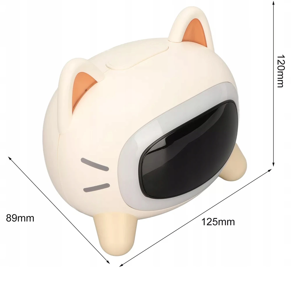 Interlook BUDZIK DLA DZIECI TRENER SNU Naktinė lempa LED KOTEK Rinkinys USB-C 12CM