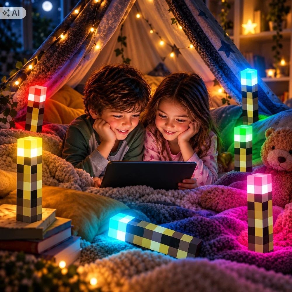 Interlook MINETORCH Naktinė lempa DZIECI LED RGB POCHODNIA akumuliatorius GAMING NA ŚCIANĘ