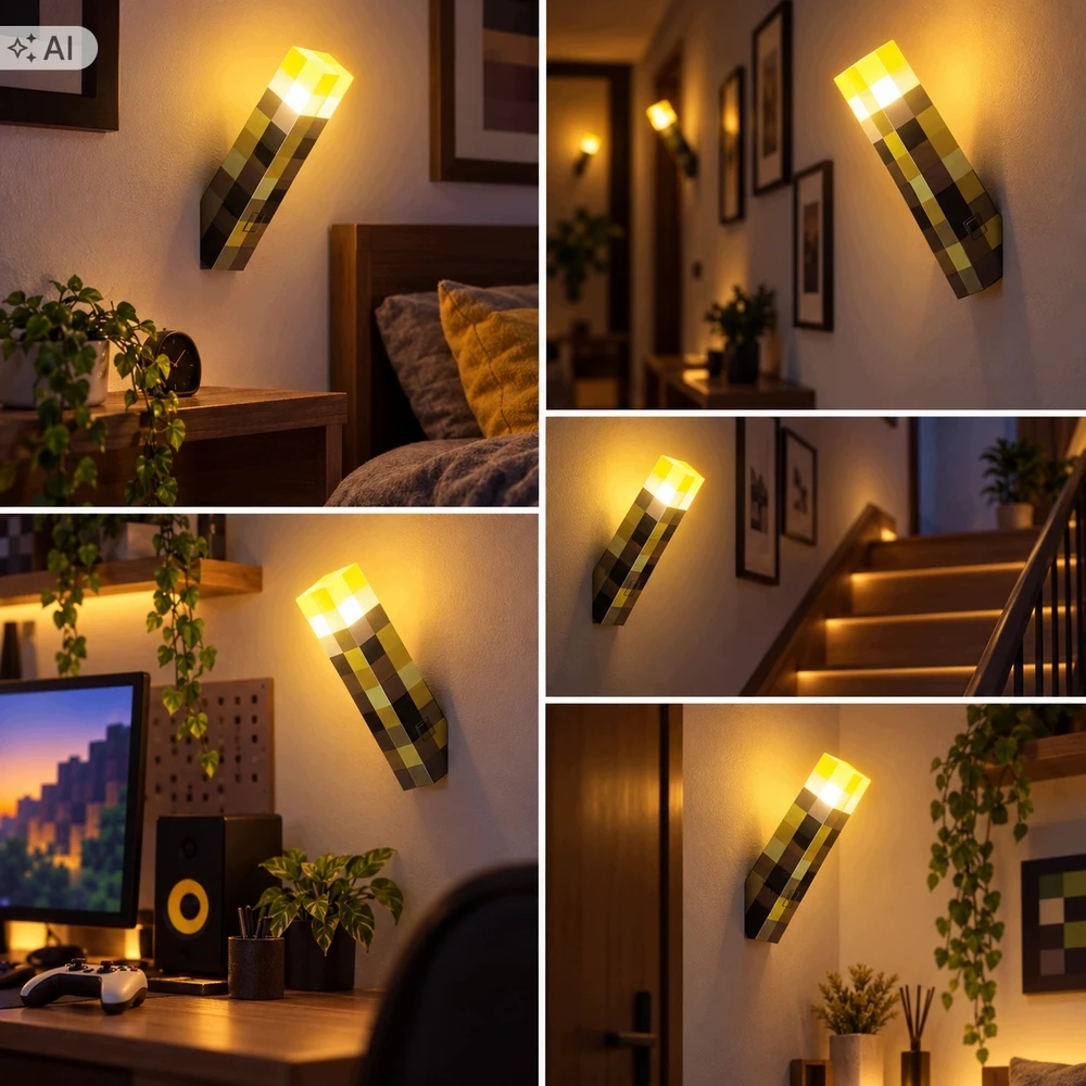Interlook MINETORCH Naktinė lempa DZIECI LED RGB POCHODNIA akumuliatorius GAMING NA ŚCIANĘ