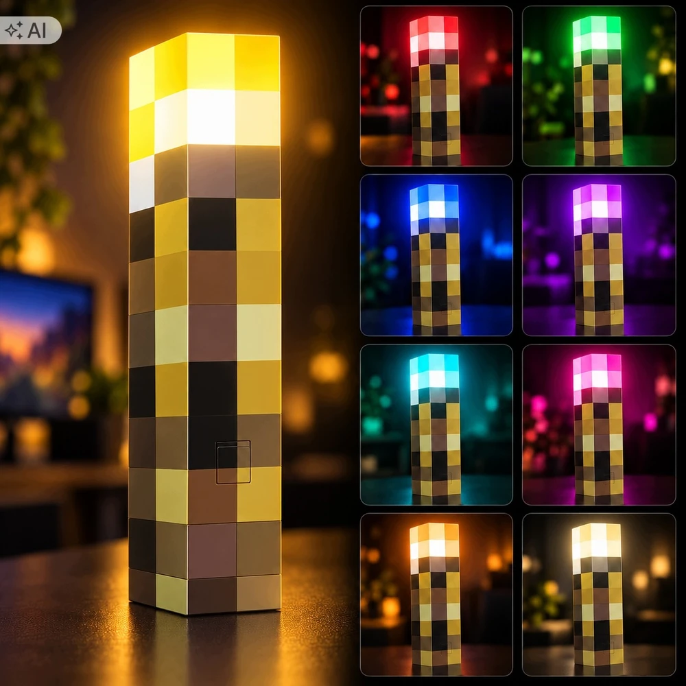Interlook MINETORCH Naktinė lempa DZIECI LED RGB POCHODNIA akumuliatorius GAMING NA ŚCIANĘ