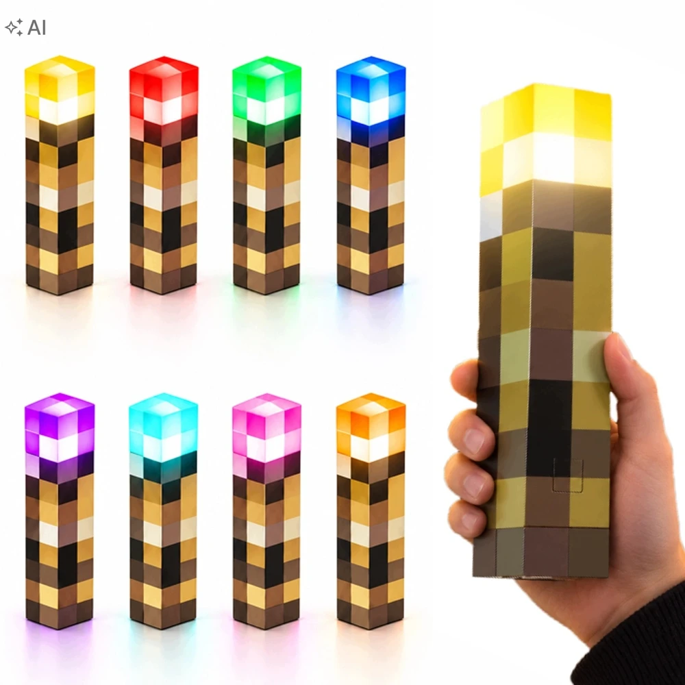 Interlook MINETORCH Naktinė lempa DZIECI LED RGB POCHODNIA akumuliatorius GAMING NA ŚCIANĘ