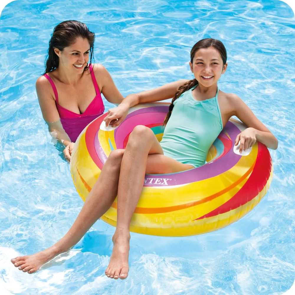 Intex geltonai dryžuotas plaukimo ratas, 91 cm