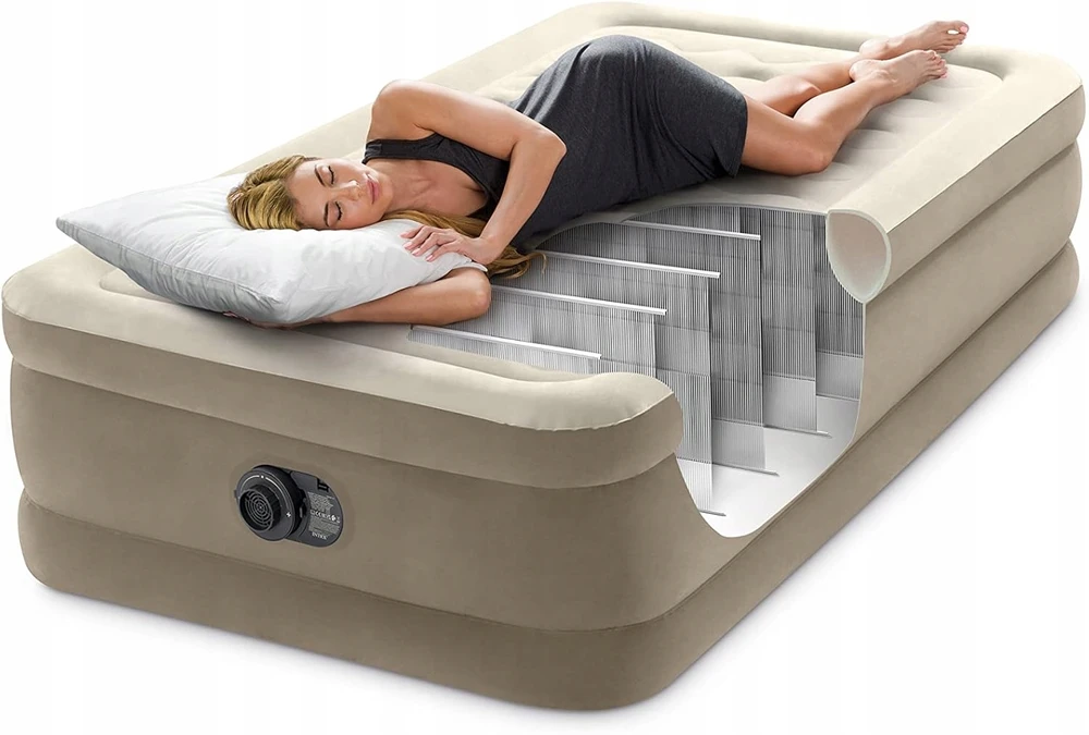 Intex Pripučiamas čiužinys su akumuliatorine pompa 190 × 100 × 40 cm veliūras