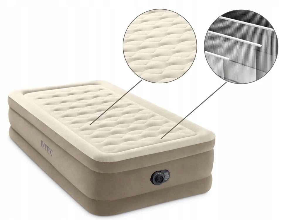 Intex Pripučiamas čiužinys su akumuliatorine pompa 190 × 100 × 40 cm veliūras