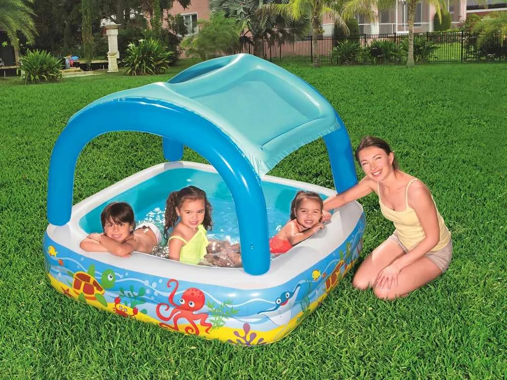 Bestway pripučiamas baseinas su stogeliu, 140x140x114 cm