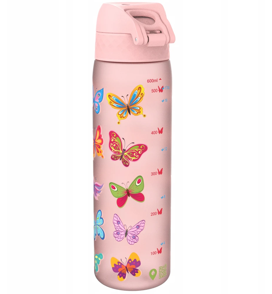 ION8 - vandens buteliukas, vaikiškas buteliukas, 500 ml - BUTTERFLY rožinės spalvos drugeliai