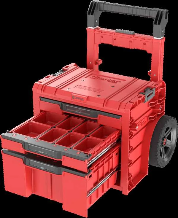 Q-Brick Įrankių dėžė Qbrick System PRO Cart 2.0 Plus Ultra HD Custom, raudonos spalvos, stalčių skaičius: 3