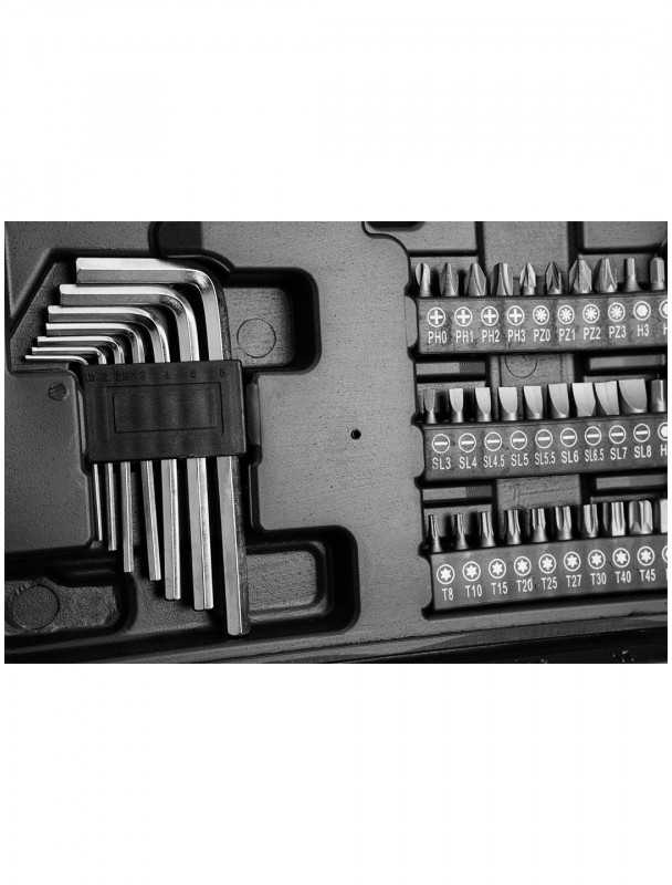 TOPTOOLS Antgalių ir galvučių rinkinys su tekškle TOP TOOLS, 3/8", su atsuktuvu, terkšle ir raktais, 63 vnt.