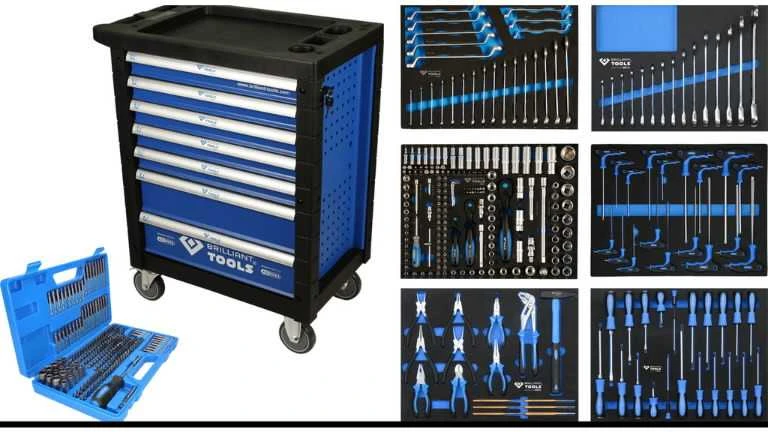 Įrankių vežimėlis Brilliant Tools 7 stalčių su 473 įrankiais