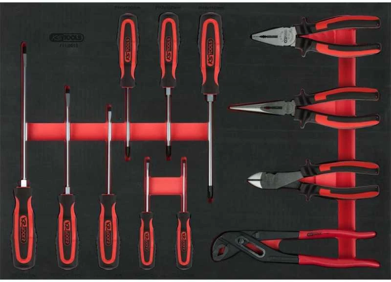 215 dalių įrankių vežimėlis KS TOOLS RACINGline, 7 stalčiai, su priedais