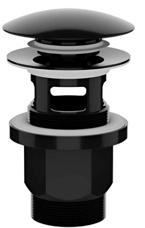 Plastbrno Išleidimo kamštis praustuvei Universalus Click-Clack 1 1/4 colio Juoda