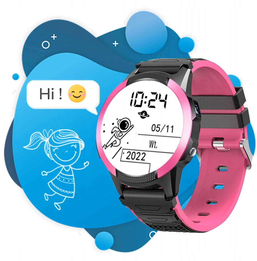 Išmanusis laikrodis CALMEAN Hoop 4G GPS IP67 laikrodis, rožinis