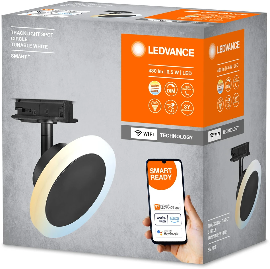 Ledvance Smart 6,5W šviestuvas į bėgelius SMART+, juodas, 3000-6500K, dimeriuojamas