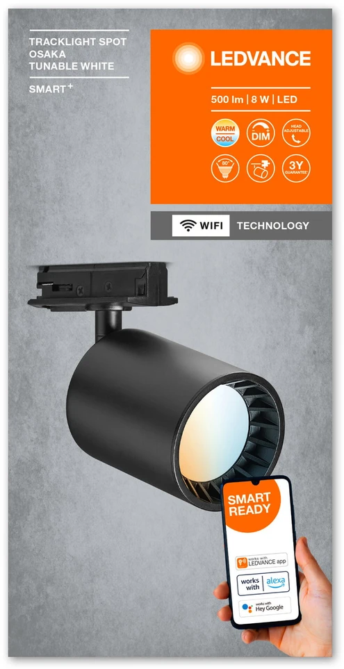 Ledvance Smart 8W šviestuvas į bėgelius SMART+, juodas, 3000-6500K, dimeriuojamas