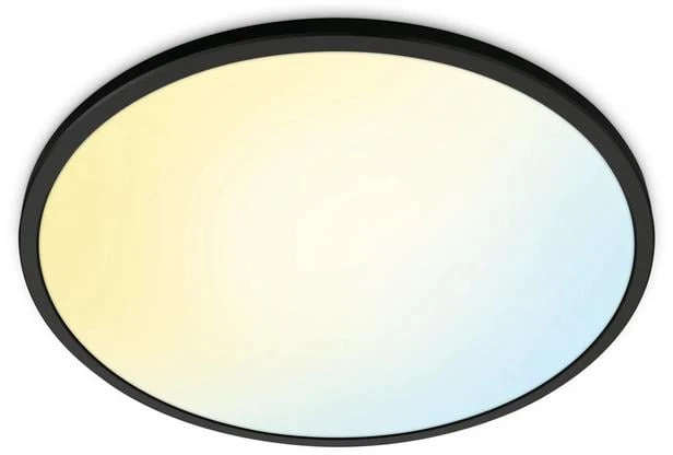 Lubinis šviestuvas Išmanusis LED šviestuvas WiZ SUPERSLIM 22W 2700-6500K 2600lm RGB juodos sp, Ø42,3x3,2cm