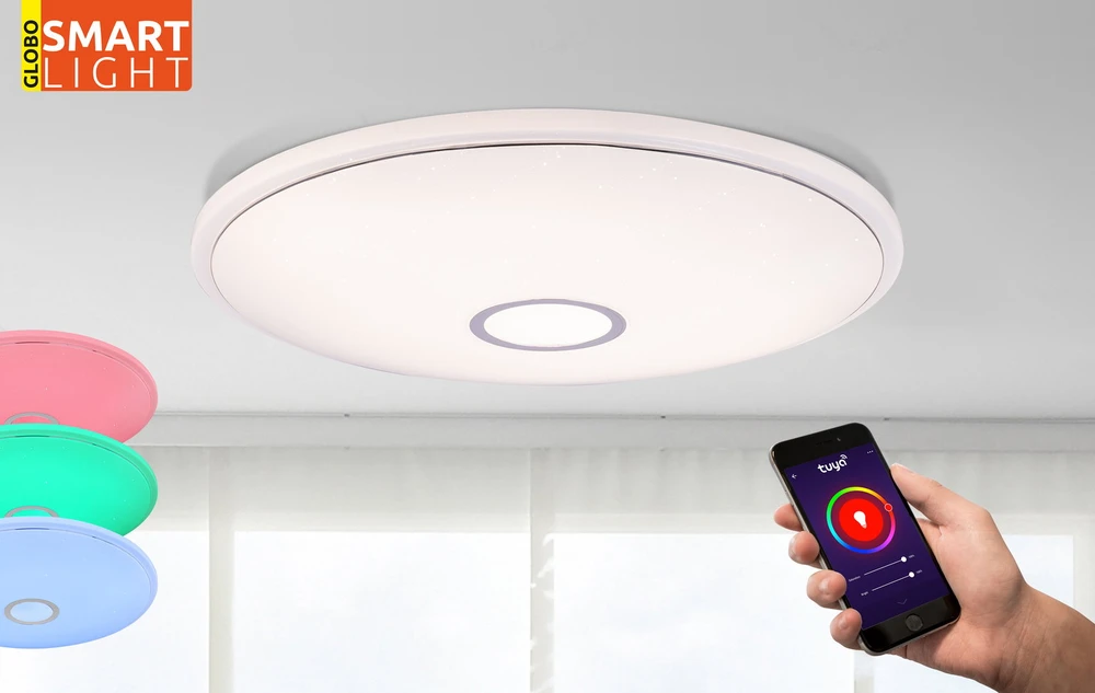 Lubinis šviestuvas Globo Toys Išmanusis lubinis LED šviestuvas GLOBO Connor,30W,3000-6500K,RGB,3400lm,50cm, su pultu/APP