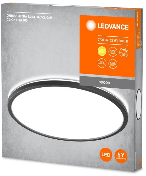 Lubinis šviestuvas Osram 25W LED paviršinis šviestuvas SMART+ ORBIS, juodas, 2700/6500K/RGB, dimeriuojamas