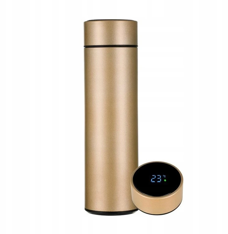 Išmanusis termosas su temperatūros jutikliu 500 ml, auksinis