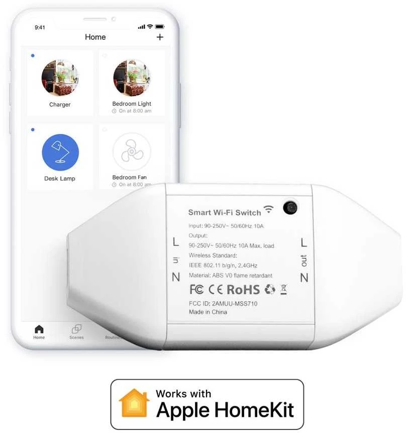 Meross MSS710HK išmanioji 1 kanalo relė veikia su Apple Homekit