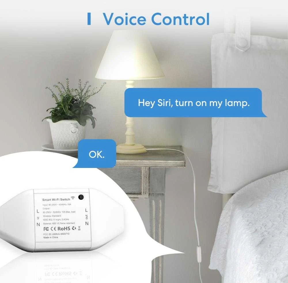 Meross MSS710HK išmanioji 1 kanalo relė veikia su Apple Homekit