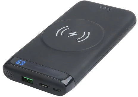 Išorinė baterija DELTACO, belaidis, 10 000 mAh, 1x USB-A, 1x USB-C PD, mag. / PB-Q1003