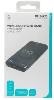 Išorinė baterija DELTACO, belaidis, 10 000 mAh, 1x USB-A, 1x USB-C PD, mag. / PB-Q1003