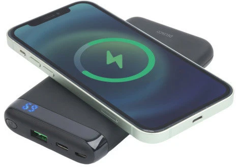 Išorinė baterija DELTACO, belaidis, 10 000 mAh, 1x USB-A, 1x USB-C PD, mag. / PB-Q1003