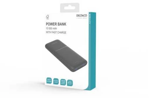 Išorinė baterija DELTACO 10 000 mAh, 2 x USB-A 18 W, 1 x USB-C PD 20 W / PB-C1007