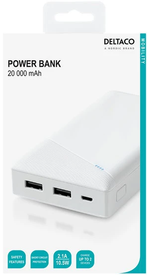 Išorinė baterija PLATINET PMPB10W705, 10000 mAh, baltos sp.