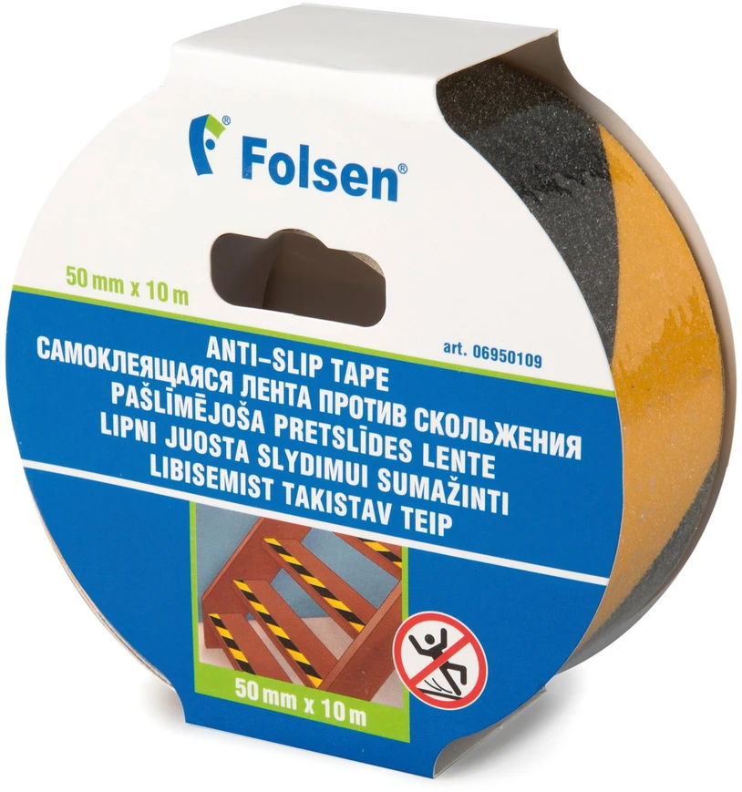 Įspėjančios juostos FOLSEN, 0,05 x 33 m, geltona-juoda