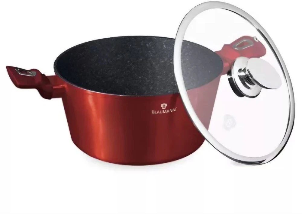 Išskirtinis Blaumann Metallic Line Burgundy 4L puodas su dangteliu