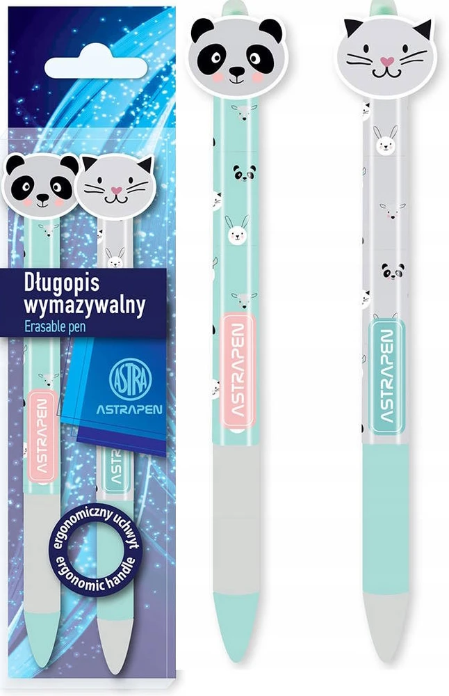 Ištrinamas rašiklis su gumine rankena 0,5 mm Astrapen Oops! Animals, 2 vnt.