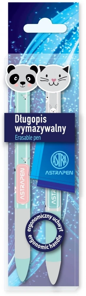 Ištrinamas rašiklis su gumine rankena 0,5 mm Astrapen Oops! Animals, 2 vnt.