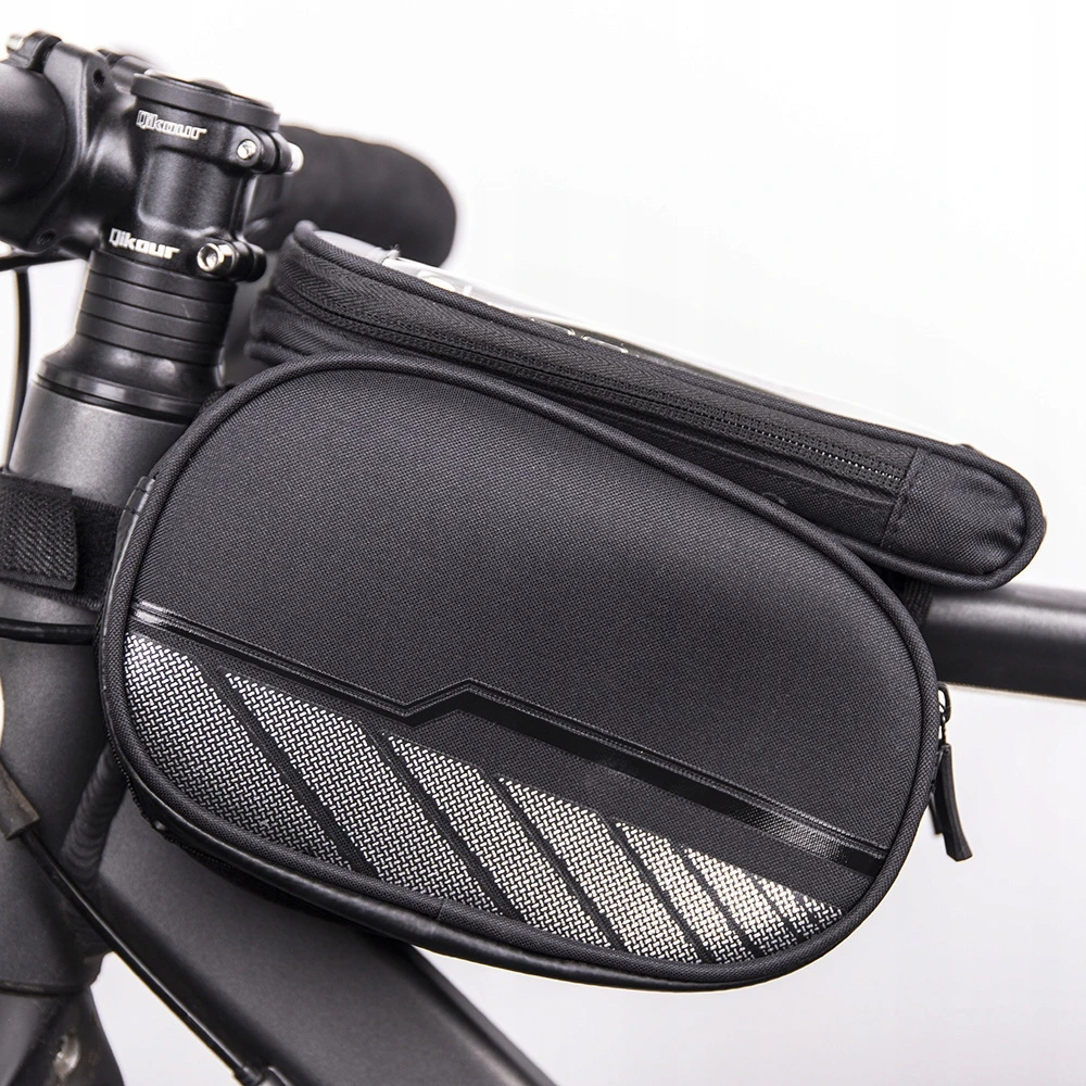 Itel TelForceone Atsparus vandeniui bicycle frame bag with a removable phone dėklas, skirtas juodos spalvos