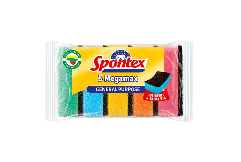 Kempinės-šveistukai Spontex Megamax, įvairių spalvų, 5 vnt.