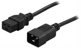 įžemintas prietaisas / pratęsimo kabelis, tiesus IEC 60320 C19 tiesiai IEC 60320 C20 , maksimalus 250V / 16A, 3m DELTACO juodas / DEL-112PA