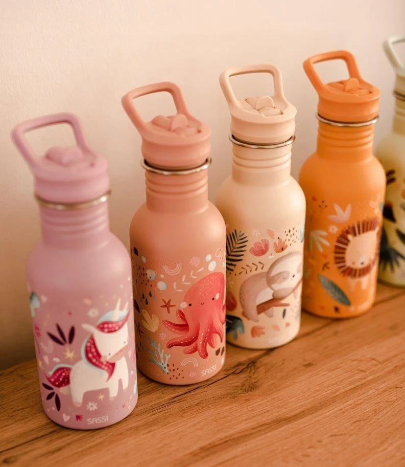 Gertuvė Izoliuota buteliai - Sassi Junior - Gnawy tinginys - 350 ml - Nerūdijantis plienas - Multicolor
