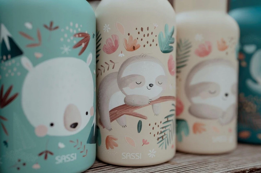 Gertuvė Izoliuota buteliai - Sassi Junior - Gnawy tinginys - 350 ml - Nerūdijantis plienas - Multicolor