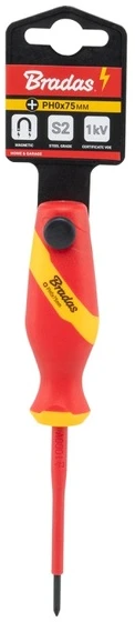 Bradas Izoliuotas kryžminis atsuktuvas PH0 75 mm 1 kV „DIY-PH120075-V“