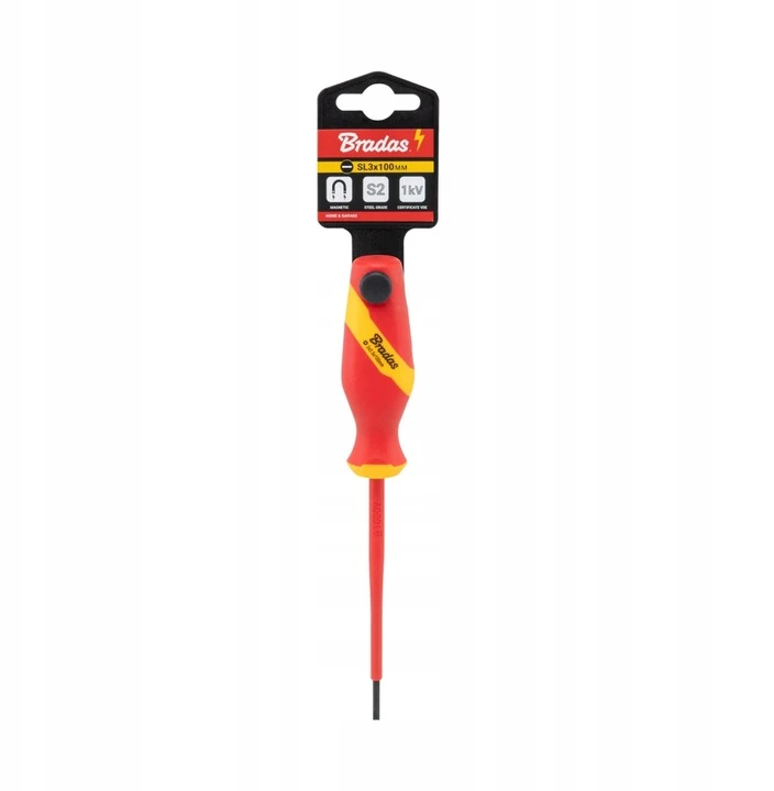 Izoliuotas plokščias atsuktuvas SL3/100mm 1kV DIY-SL1230100-V