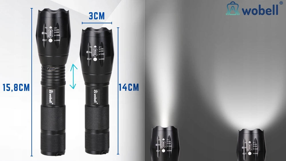 Jack Mors Taktinis žibintuvėlis atsparus vandeniui Cree Zoom XML T6