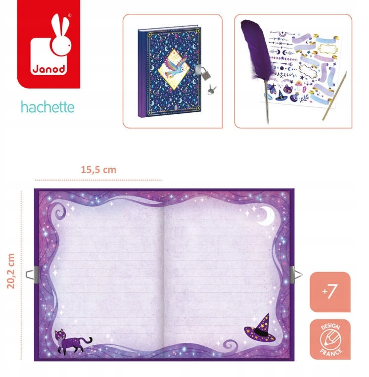 Janod Creative Set Secret Book Magic School Rašymo pratimas 7 metai