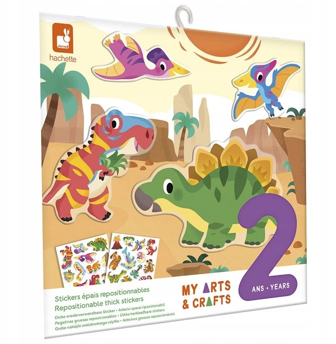 Janod Kūrybinis daugkartinių lipdukų rinkinys Dinosaurs My arts & crafts 2+