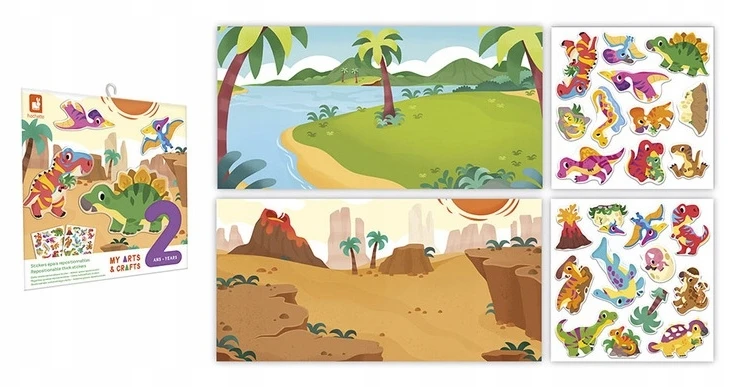 Janod Kūrybinis daugkartinių lipdukų rinkinys Dinosaurs My arts & crafts 2+