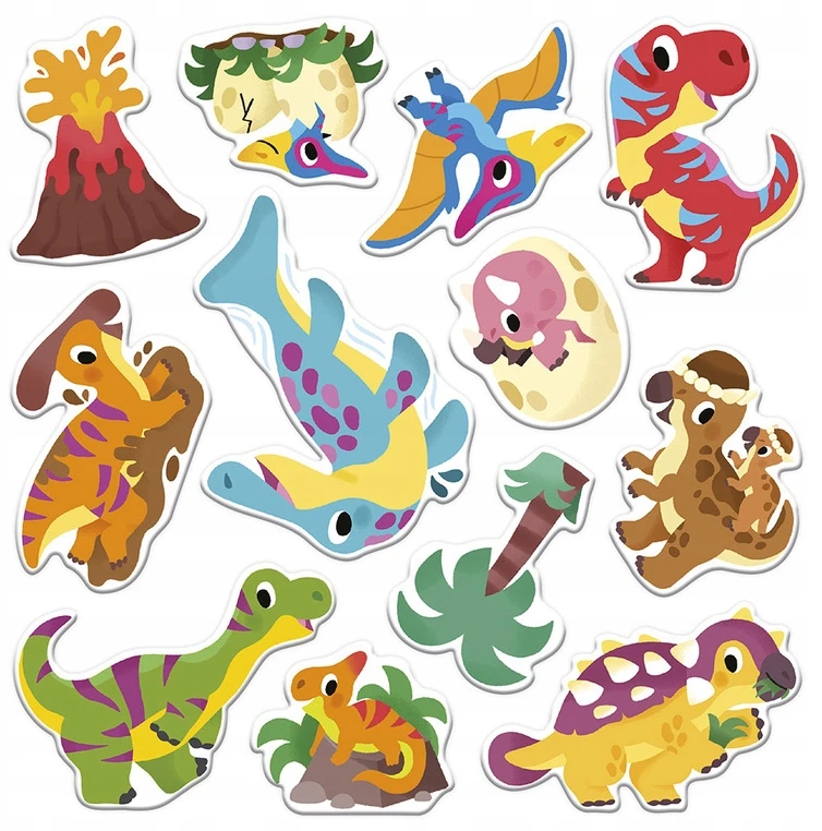 Janod Kūrybinis daugkartinių lipdukų rinkinys Dinosaurs My arts & crafts 2+