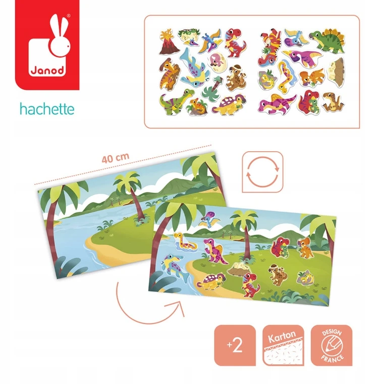 Janod Kūrybinis daugkartinių lipdukų rinkinys Dinosaurs My arts & crafts 2+
