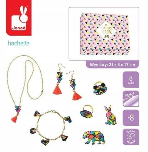 Janod Kūrybinis rinkinys papuošalams iš besitraukiančio plastiko kurti Geometrix 8,
