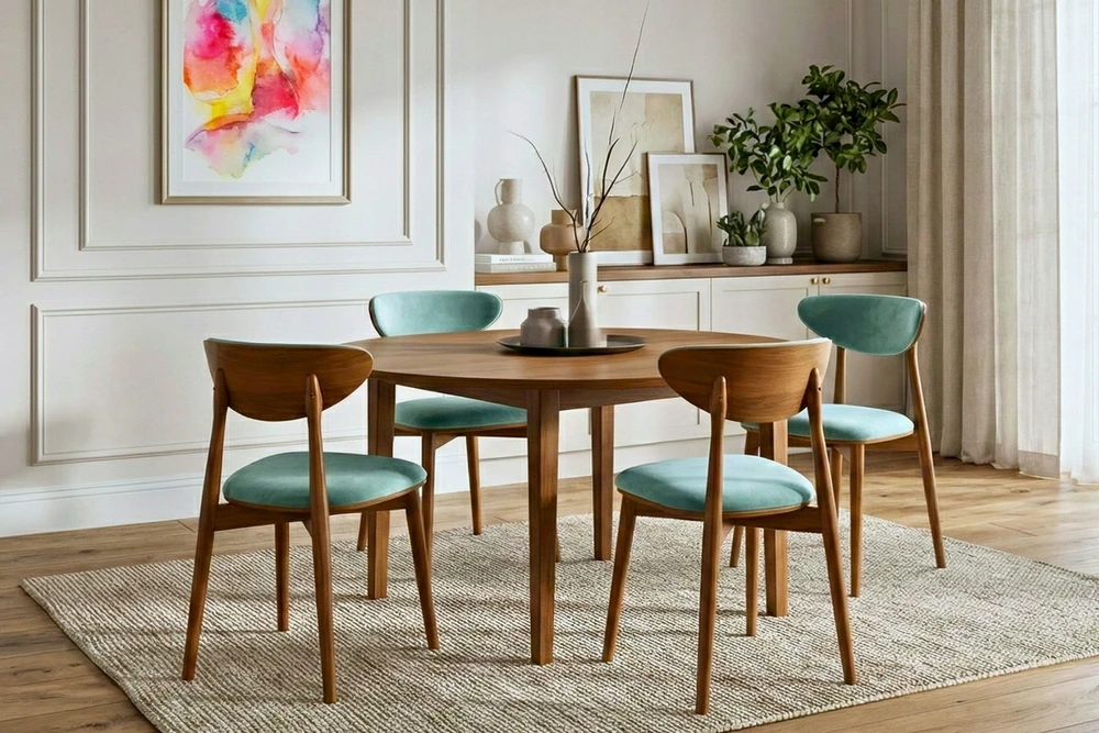 Jardex VIBE 2 skandinaviška medinė retro minkšta kėdė virtuvės valgomajam